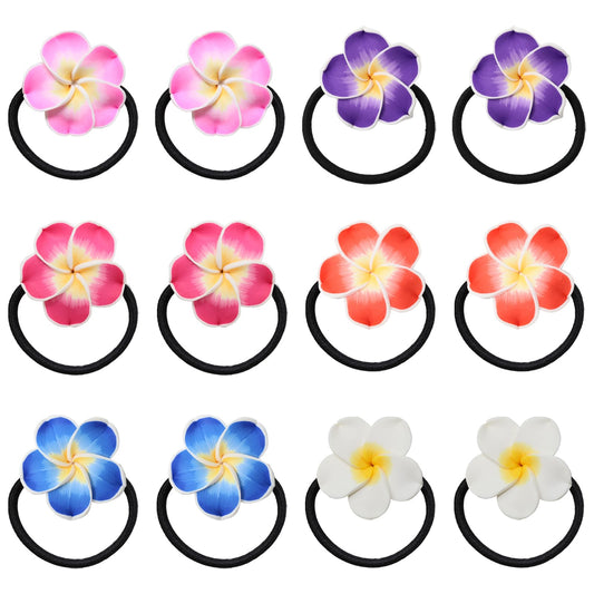 Honbay front packaging showing 12 colorful plumeria hair ties, visual convenience