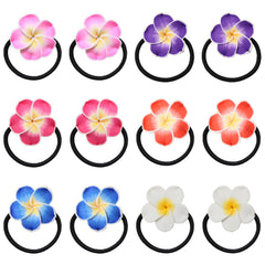 Honbay front packaging showing 12 colorful plumeria hair ties, visual convenience