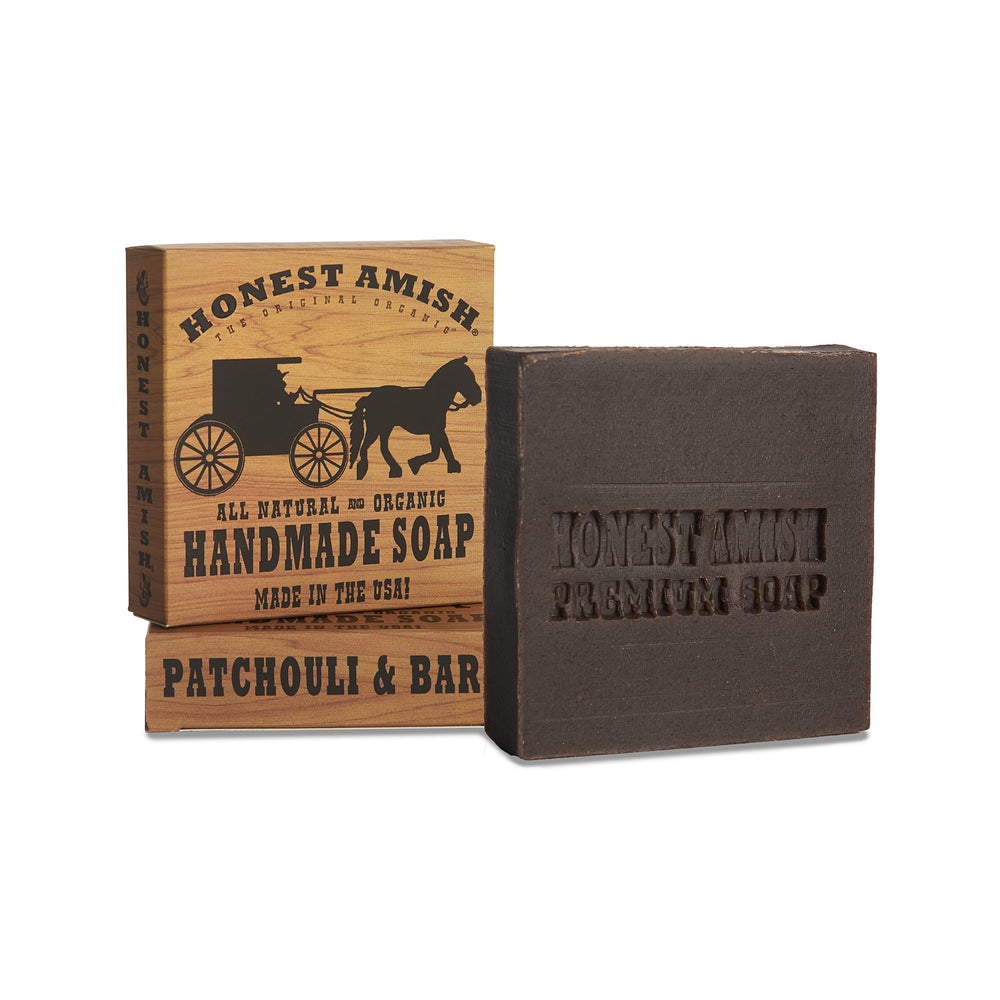 Honest Amish close-up of soap texture with black walnut hulls showing gentle exfoliation benefit