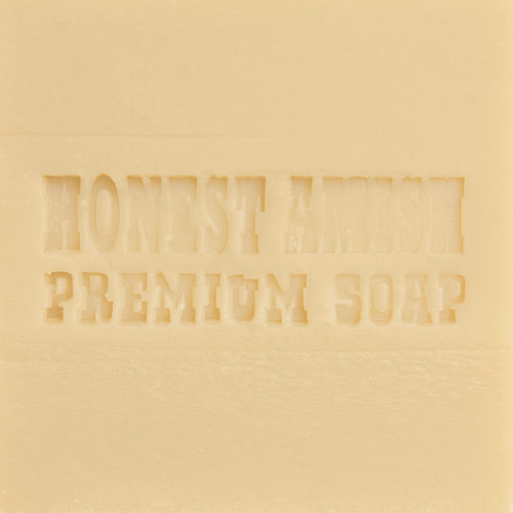 Honest Amish soap held in hand to show size and easy lathering for everyday use