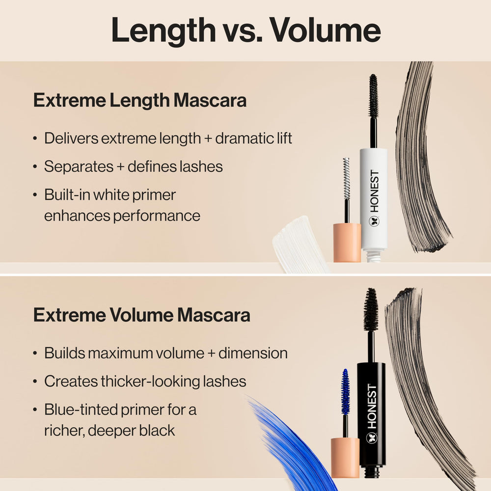 Honest Beauty application on model demonstrating lifted, lengthened lash effect