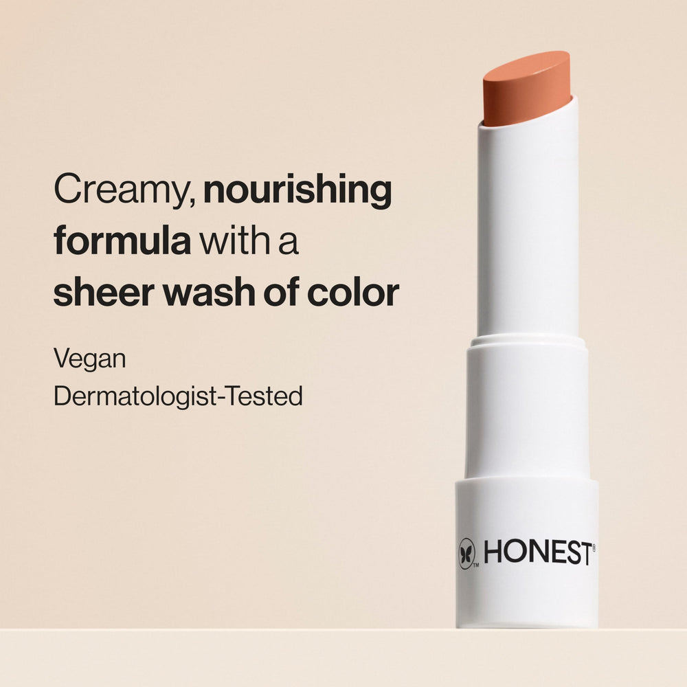 Honest Beauty open twist balm texture close-up demonstrating creamy glide benefit