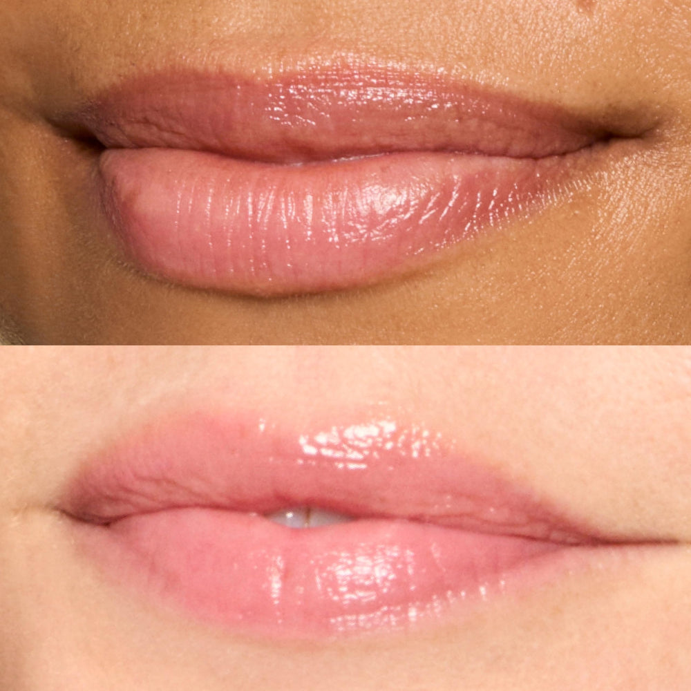 Honest Beauty swiped on lips showing sheer tint and natural enhancement