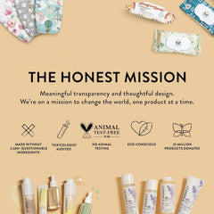 Back-panel ingredients and claims on The Honest Company packaging for ingredient clarity