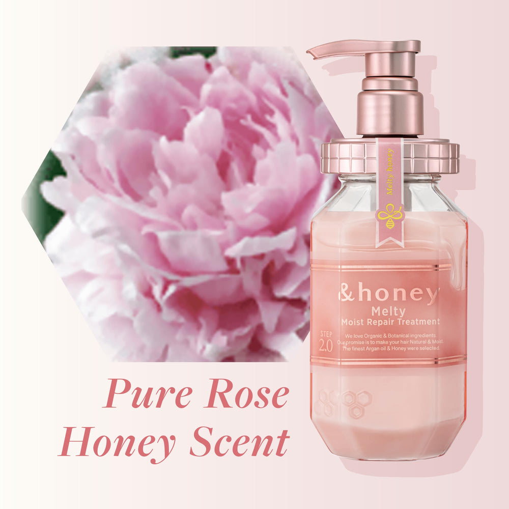 &Honey conditioner applied to a hair strand, demonstrates smoothing and detangling benefit