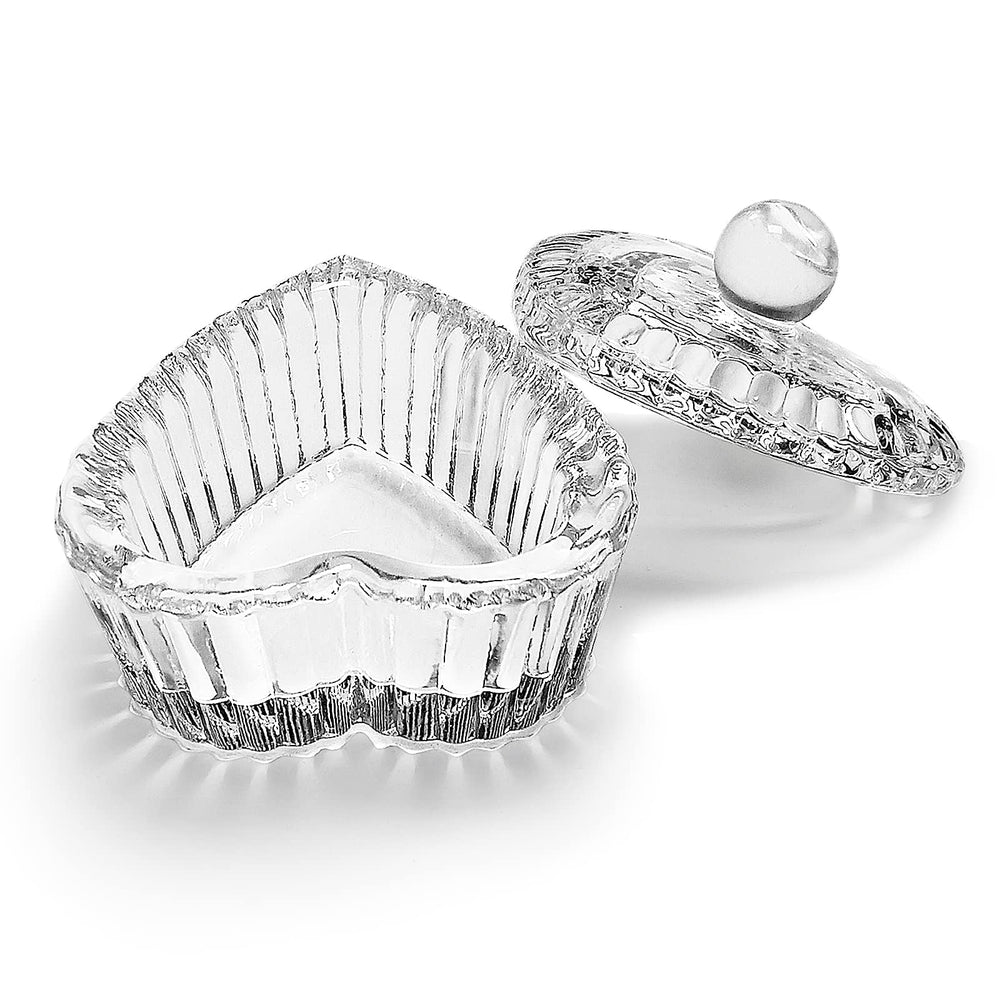 Honey Joy front view of heart dappen dish showing clear shape and precise mixing