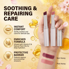honey noir honey lipstick beside coin for size and portability benefit