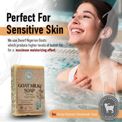 Honey Sweetie Acres oatmeal detail highlighting gentle exfoliation benefit for smooth skin