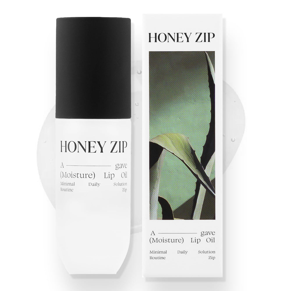 HONEY ZIP front packaging showing compact glossy lip oil for on-the-go hydration