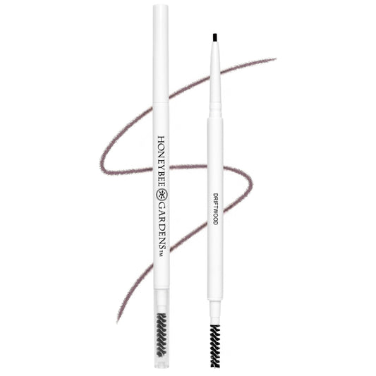 Honeybee Gardens pencil front view showing slim design and dual ends for precise brows