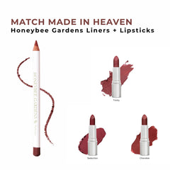 Honeybee Gardens lip liner paired with matching lipstick to show complementary shade blending