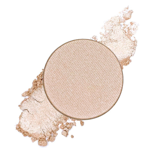 Honeybee Gardens Ninja Kitty front pan showing pale champagne pink shimmer benefit: soft lid glow