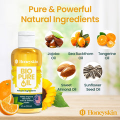 Honeyskin label close-up highlighting organic ingredients and trust