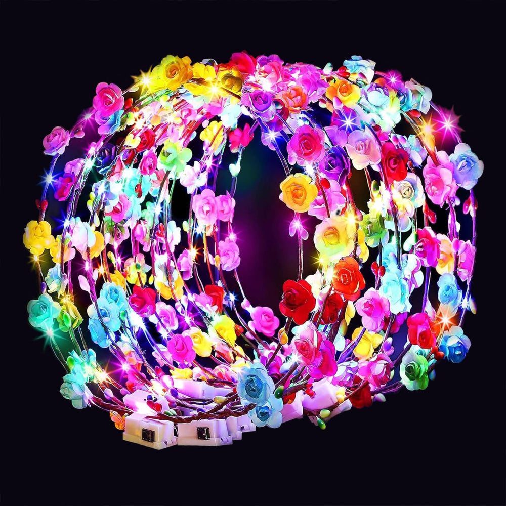 HONLYNE front view glowing flower crown highlighting vibrant colors and wearable charm