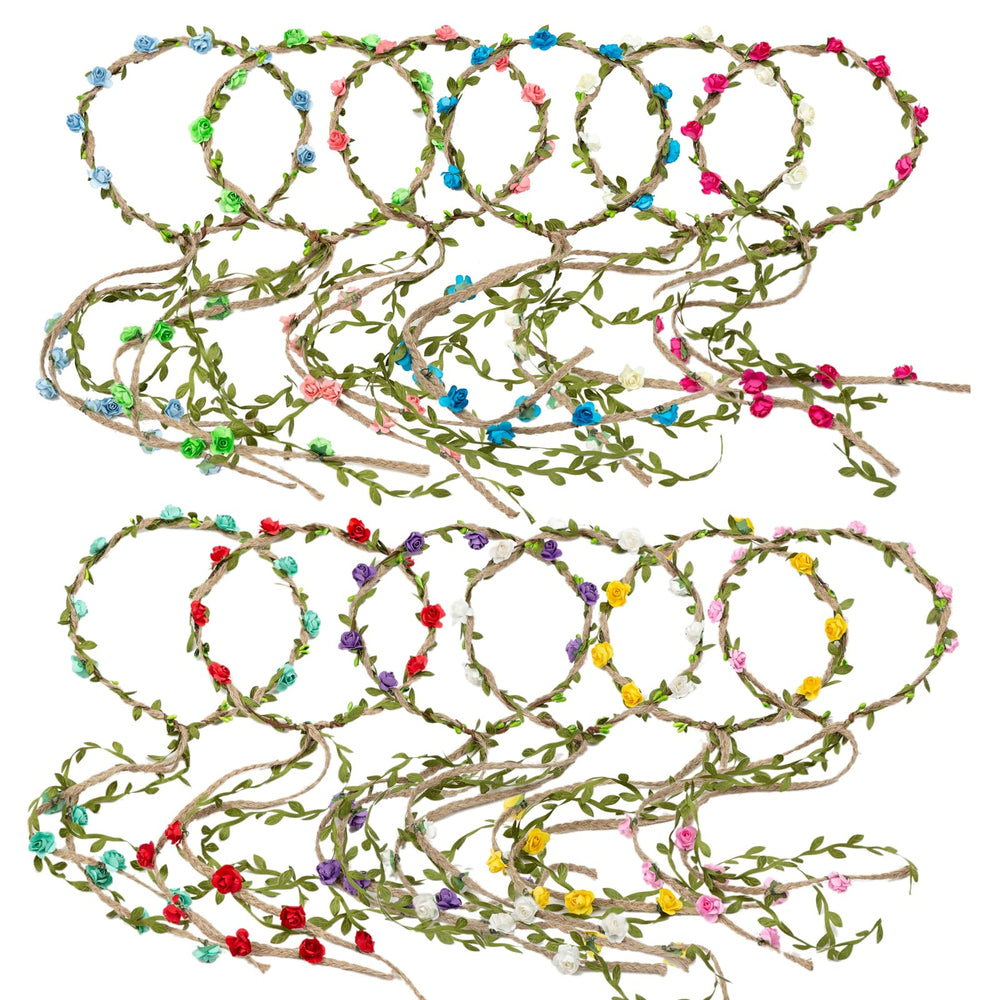 HOPEANT front packaging showing full set of multicolor floral crowns, ideal for events