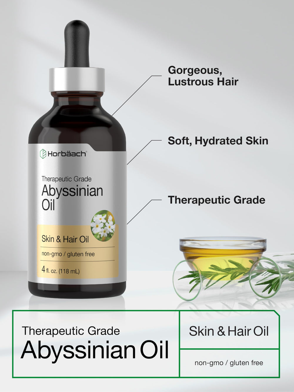 Horbäach oil in hand demonstrating easy spread and non-greasy feel