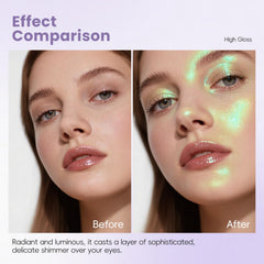 HOSAILY applied with fingertip on eyelid for maximum sparkle