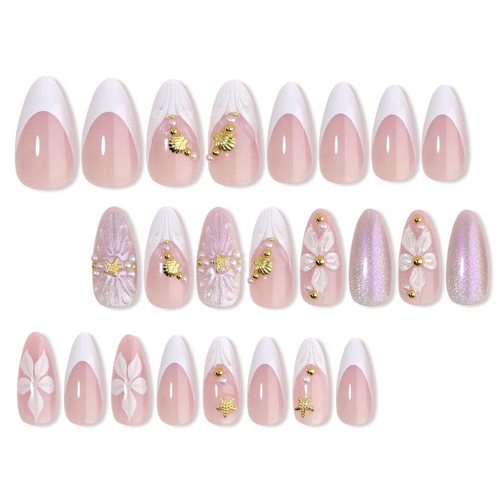 HOSAILY close-up of 3D white flower nail art highlighting texture and delicate detail