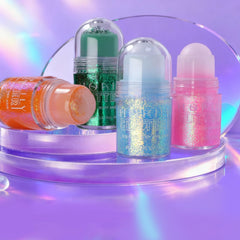 HOSAILY glitter worn at a festival with colorful lights emphasizing chameleon shine
