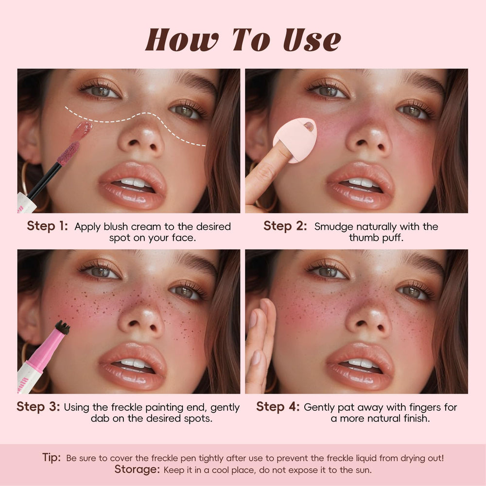 HOSAILY in use applying stamp and blush for quick sunkissed cheeks