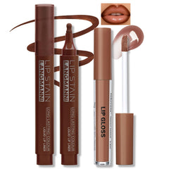 HOSAILY front packaging showing both mocha marker and nude gloss, compact convenience