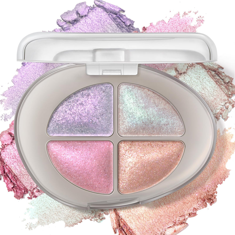 HOSAILY front view of closed holographic 4-color palette showing compact size
