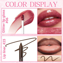 HOSAILY gloss applied on lips close-up, delivers luminous sparkle finish