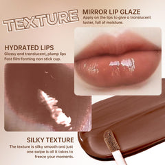 HOSAILY gloss wand and swirled product showing applicator and buildable shine