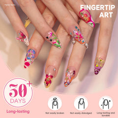 HOSAILY glossy rhinestones and gold beads on nails emphasizing sparkle and polished finish