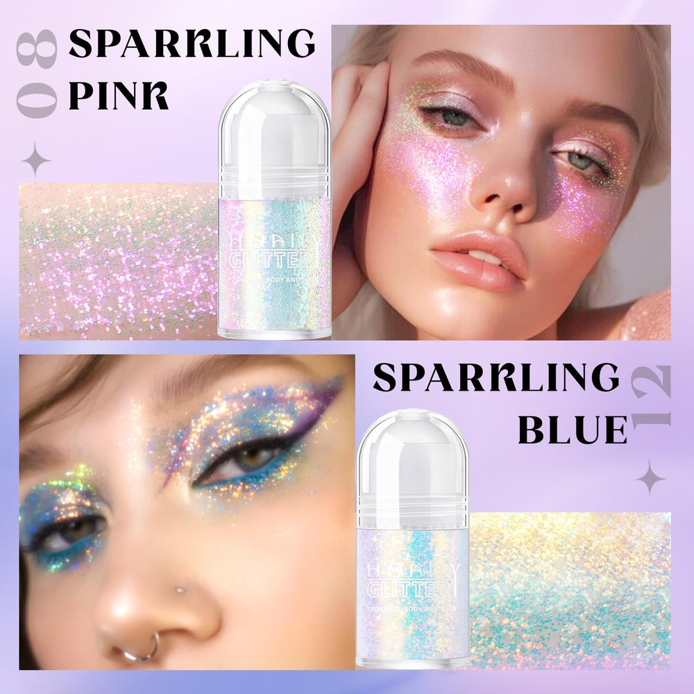 Close-up of HOSAILY roller ball dispensing glitter gel with smooth texture for even application