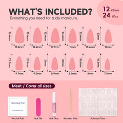 HOSAILY nails on hand for scale showing short almond fit and natural-looking length