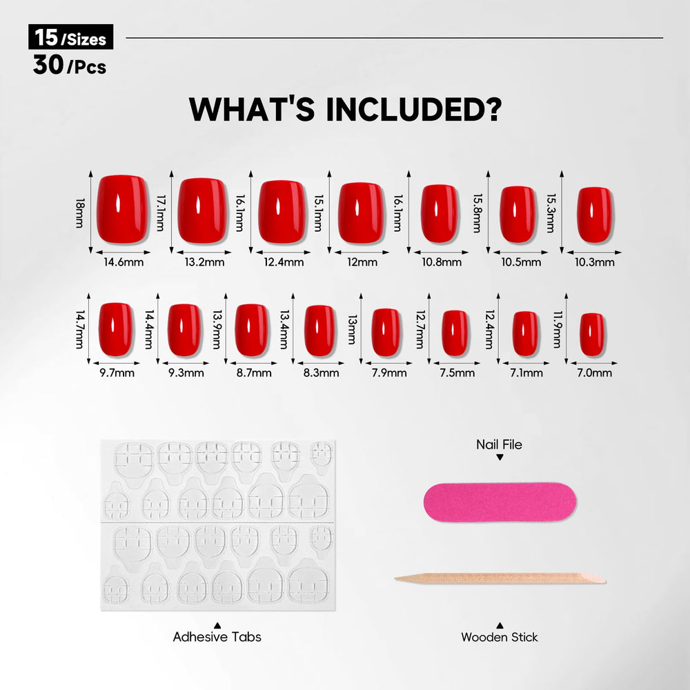 HOSAILY kit layout with adhesive tabs, mini buffer and cuticle pusher for complete application