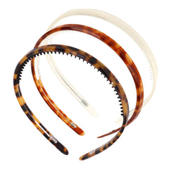 Hotalisona front view showing three tortoise shell headbands neatly packaged and wearable benefit