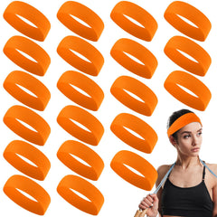 Hotop front view of 20 orange headbands showing vibrant color and bulk value