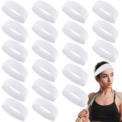 Hotop front view of 20 white headbands showing bulk value and clean design