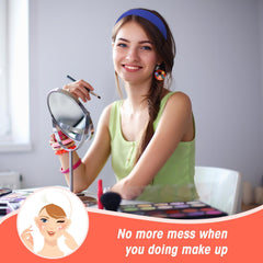 Hotop on bathroom vanity suggesting quick access for skincare and makeup routines