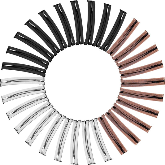 Hotop front view of assorted open center barrettes showing compact design and utility