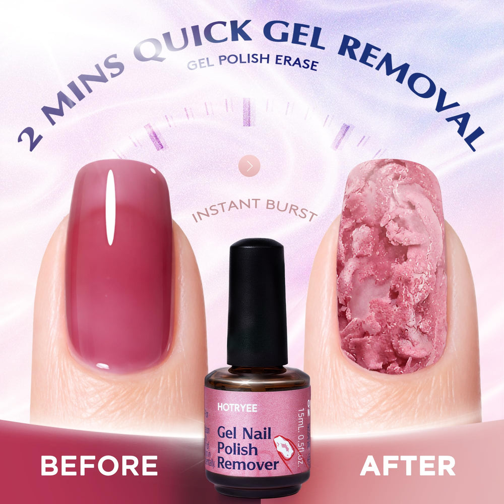 HOTRYEE before and after nails demonstrating clean, damage-minimizing removal