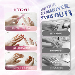HOTRYEE texture and formula droplet showing non-drying acetone-free benefit