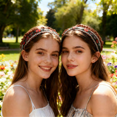 HOXITRADE black brown burgundy headbands flatlay showing coordinated color set for styling
