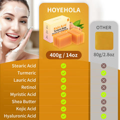 HOYEHOLA ingredient label close-up listing kojic acid, turmeric, retinol and moisturizers