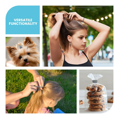 HOYOLS hair tie stretched to show strong elastic recovery and lasting hold