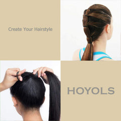 HOYOLS hair tie next to a ruler showing 1.6-inch diameter for sizing