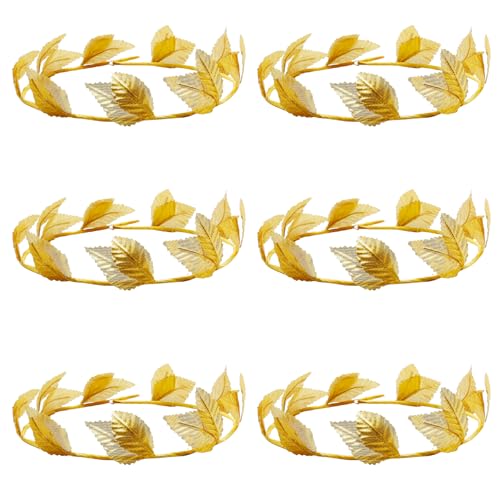 Hoypeyfiy front view of six gold laurel crowns showing coordinated set benefit
