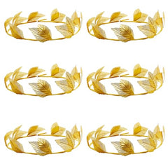 Hoypeyfiy front view of six gold laurel crowns showing coordinated set benefit