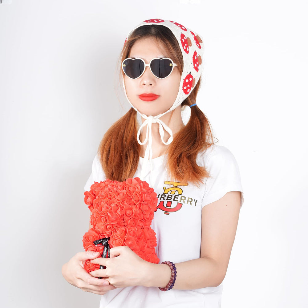 hoyuwak bandana worn by model in beige showing everyday style and secure fit