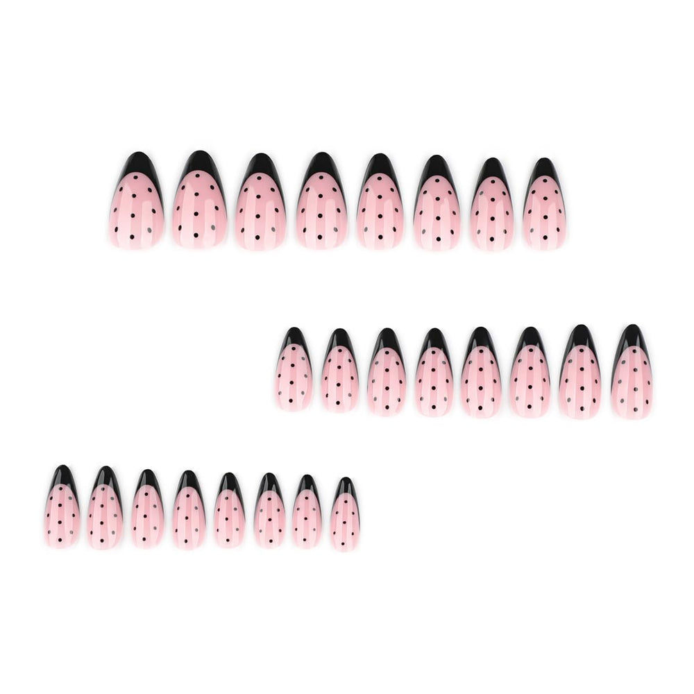 HPYFOI 24 medium almond nails spread out to show size range and easy selection benefit