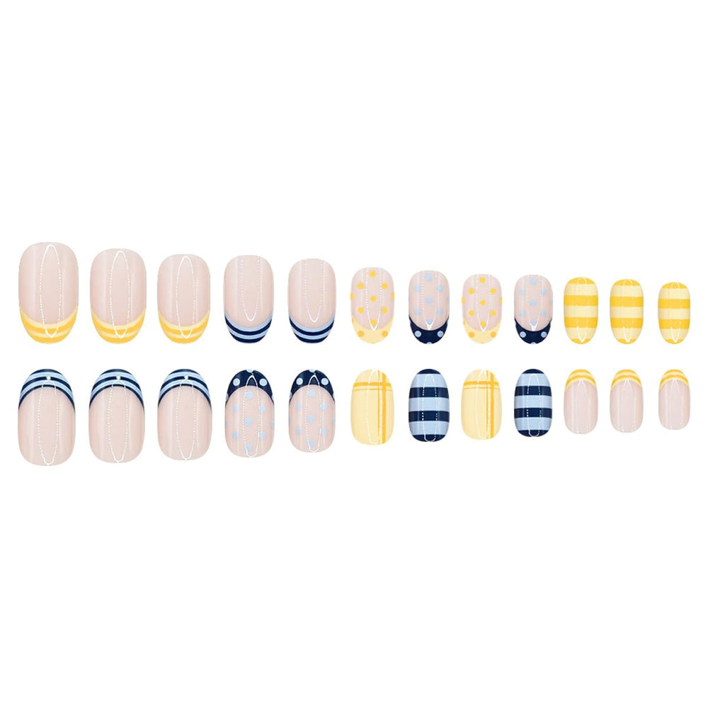 HPYFOI hand applying short oval nail demonstrating quick, professional look
