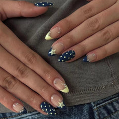 HPYFOI close-up of blue and yellow dots and stars highlighting playful design