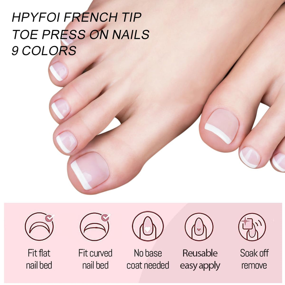 HPYFOI close-up of white French tip detail for salon finish